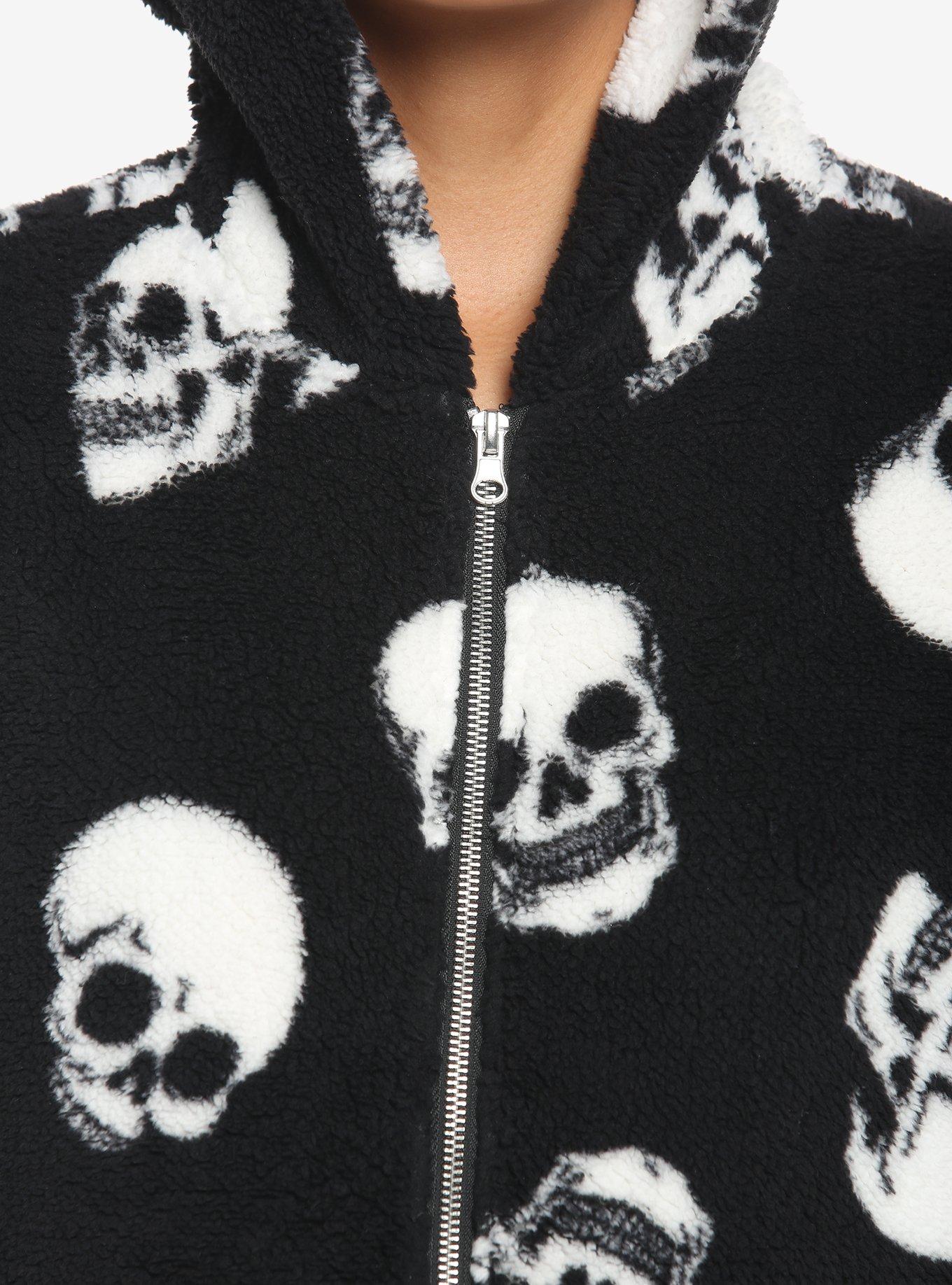 Jumbo Skulls Sherpa Girls Hoodie, BLACK, alternate
