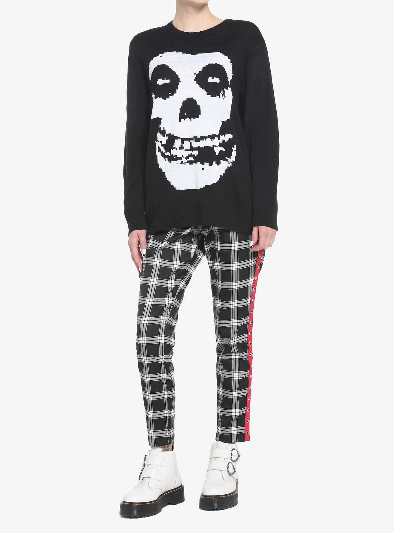 Misfits I Want Your Skull Knit Girls Sweater, BLACK, alternate