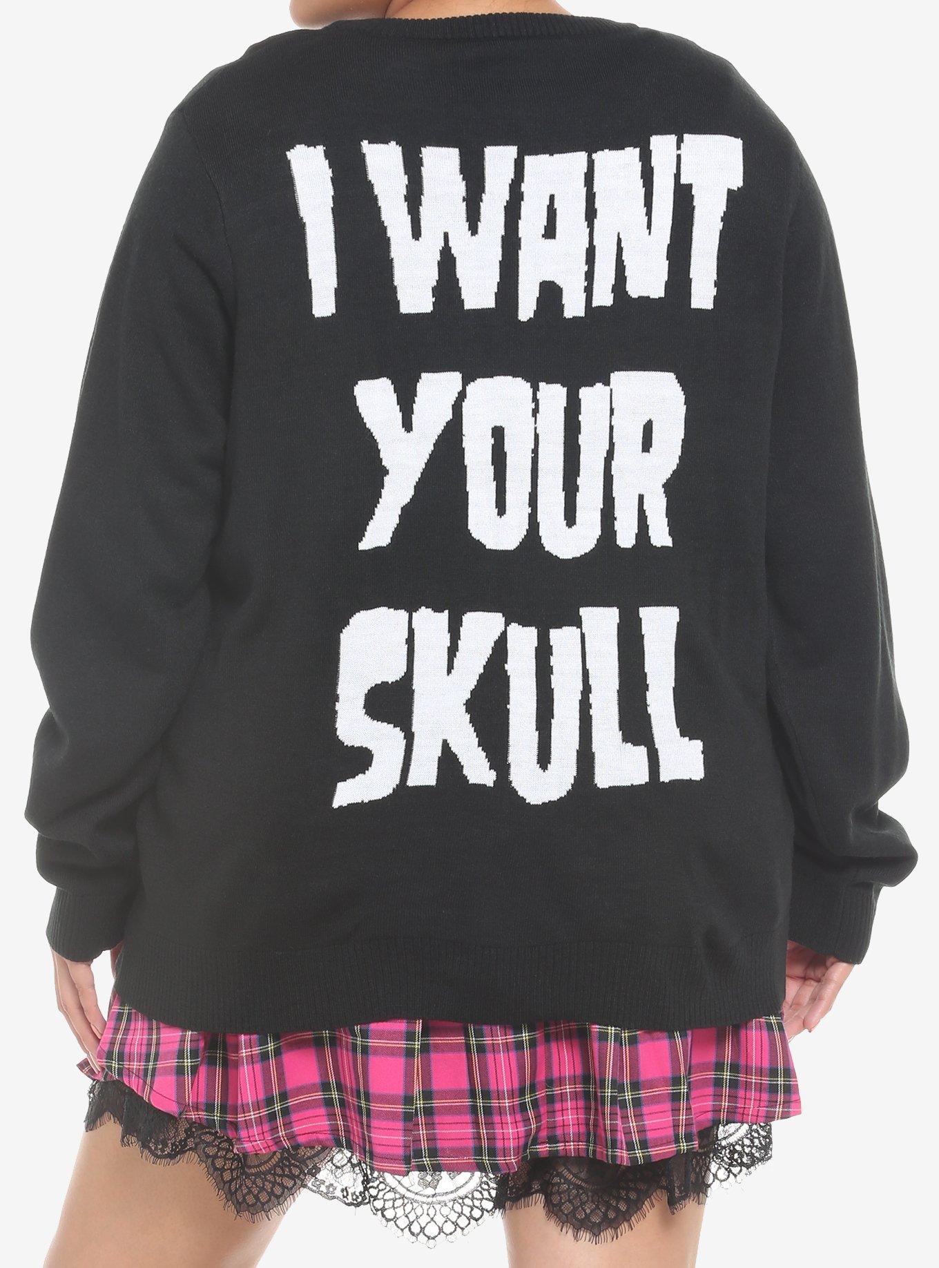 Misfits I Want Your Skull Knit Girls Sweater Plus Size, BLACK, alternate