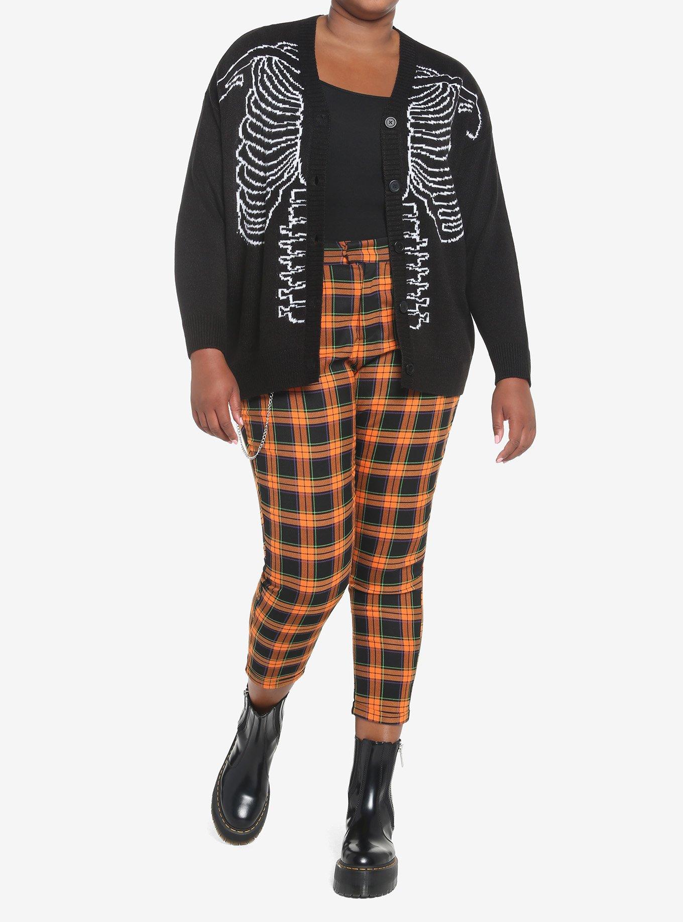 Skeleton Rib Cage Girls Cardigan Plus Size, BLACK, alternate