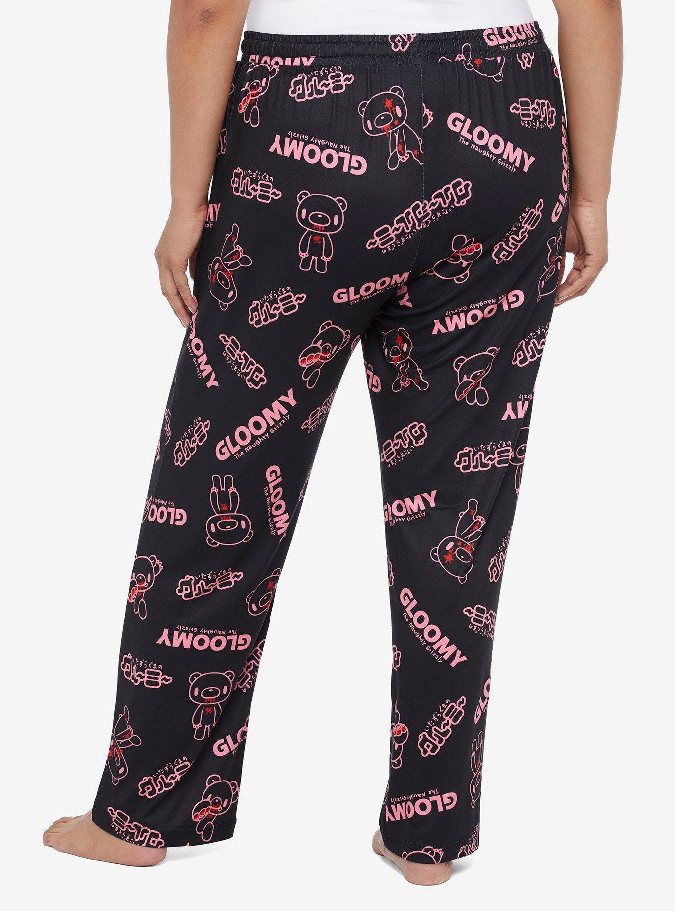 Gloomy Bear Logo Pajama Pants Plus Size, PINK, alternate