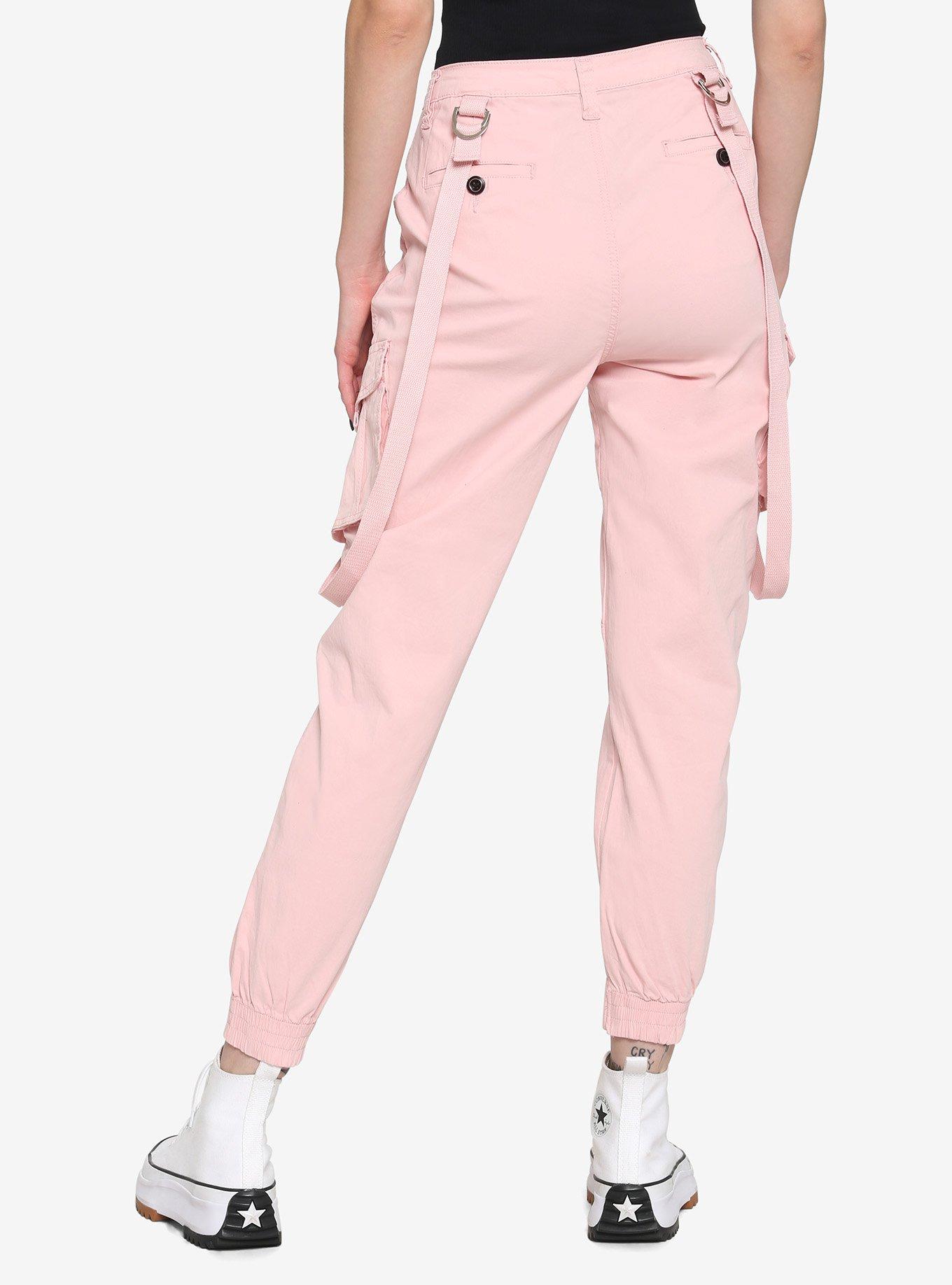 Pink D-Ring Suspender Jogger Pants, PINK, alternate