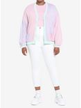 Pastel Pink & Lavender Color-Block Girls Cardigan Plus Size, MULTI, alternate