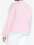 Pastel Pink & Lavender Color-Block Girls Cardigan Plus Size, MULTI, alternate