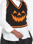 Black & Orange Pumpkin Girls Sweater Vest Plus Size, ORANGE, alternate