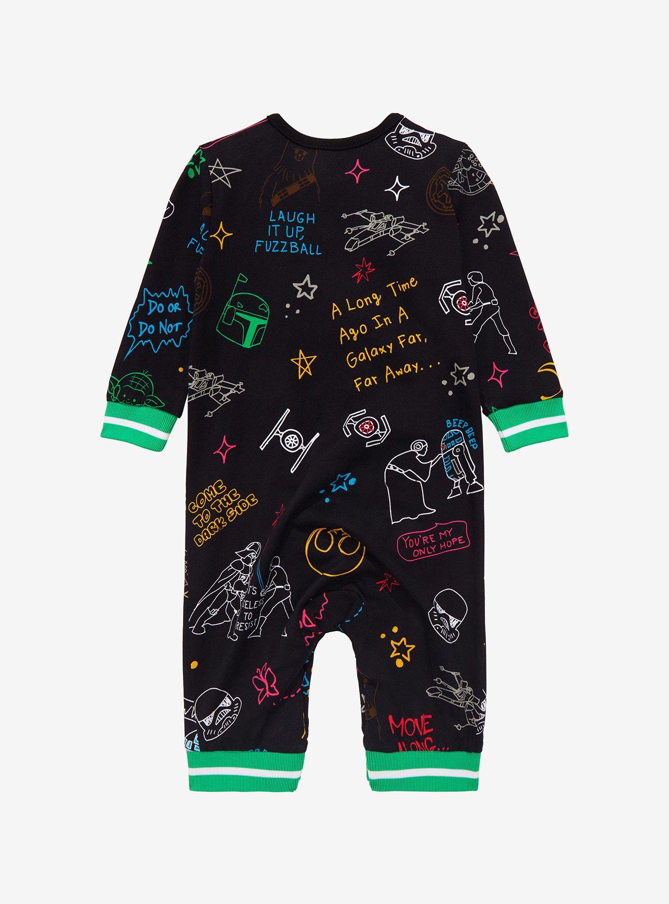 Our Universe Star Wars Doodles Full Body Infant One-Piece - BoxLunch Exclusive, BLACK, alternate