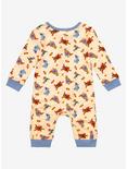 Disney Winnie the Pooh Trick-or-Treat Allover Print Long-Sleeve Infant One-Piece - BoxLunch Exclusive , BEIGE, alternate