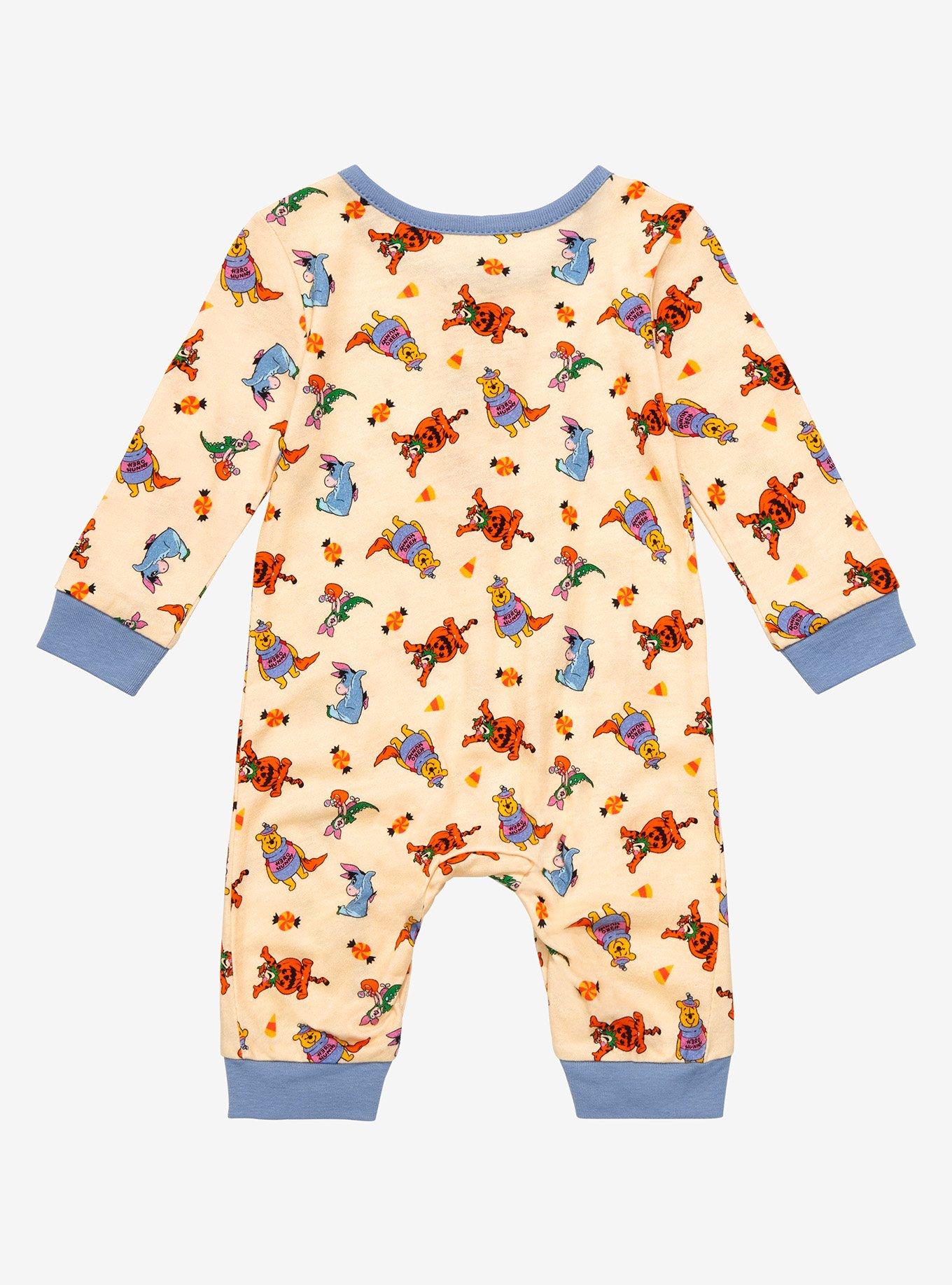 Disney Winnie the Pooh Trick-or-Treat Allover Print Long-Sleeve Infant One-Piece - BoxLunch Exclusive , BEIGE, alternate
