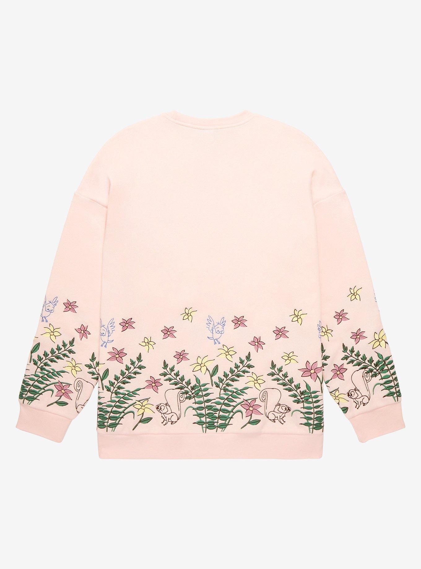 Disney Princess Aurora Embroidered Floral Crewneck - BoxLunch Exclusive, LIGHT PINK, alternate
