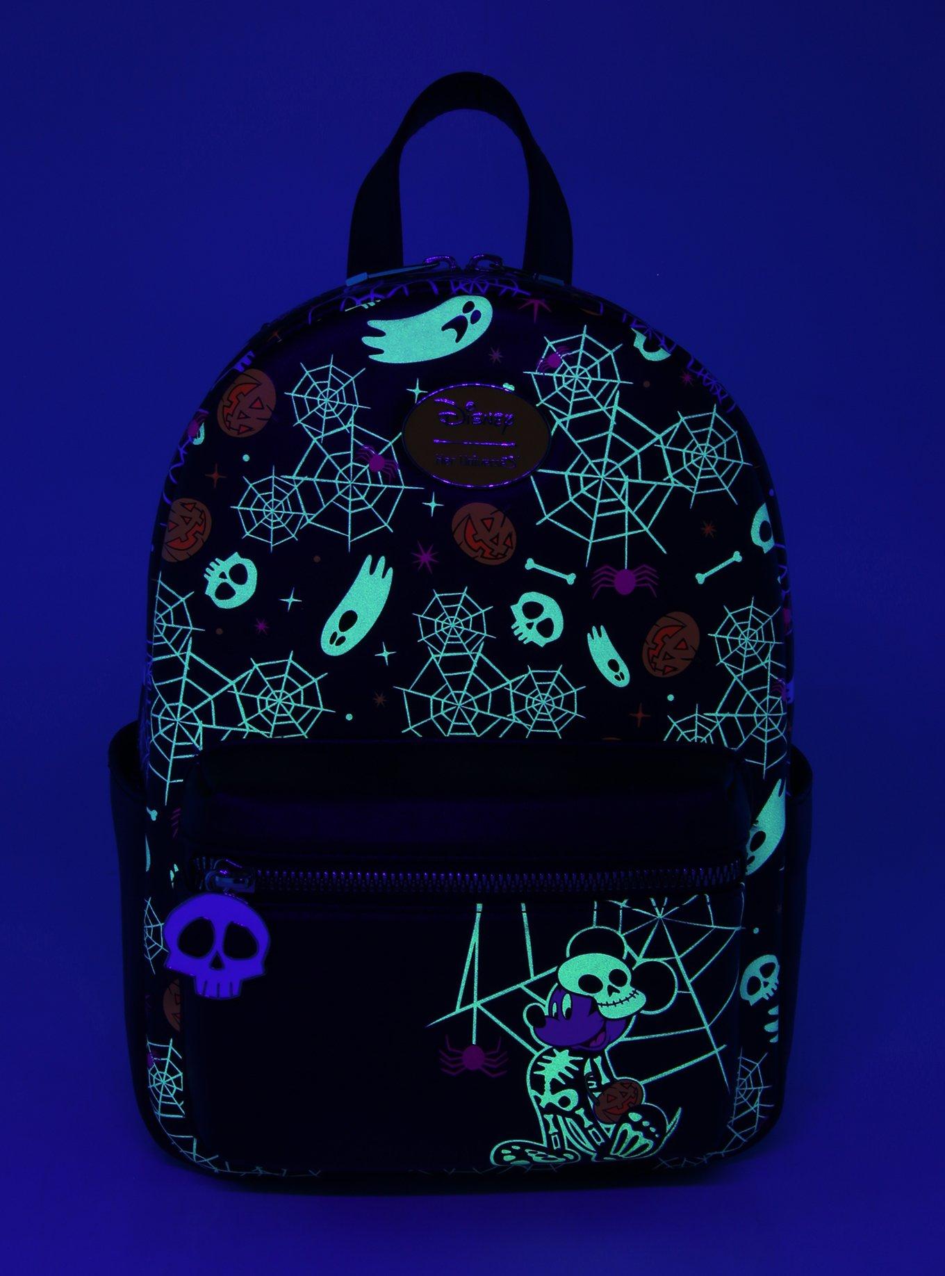 Her Universe Disney Mickey Mouse Halloween Skeleton Glow-In-The-Dark Mini Backpack, , alternate
