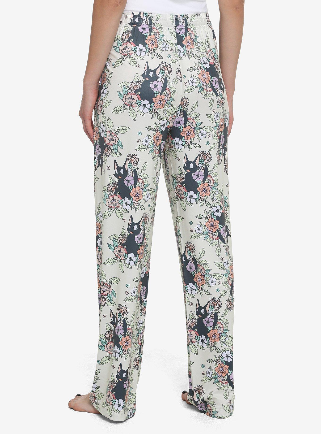 Studio Ghibli Kiki's Delivery Service Floral Jiji Pajama Pants, MULTI, alternate