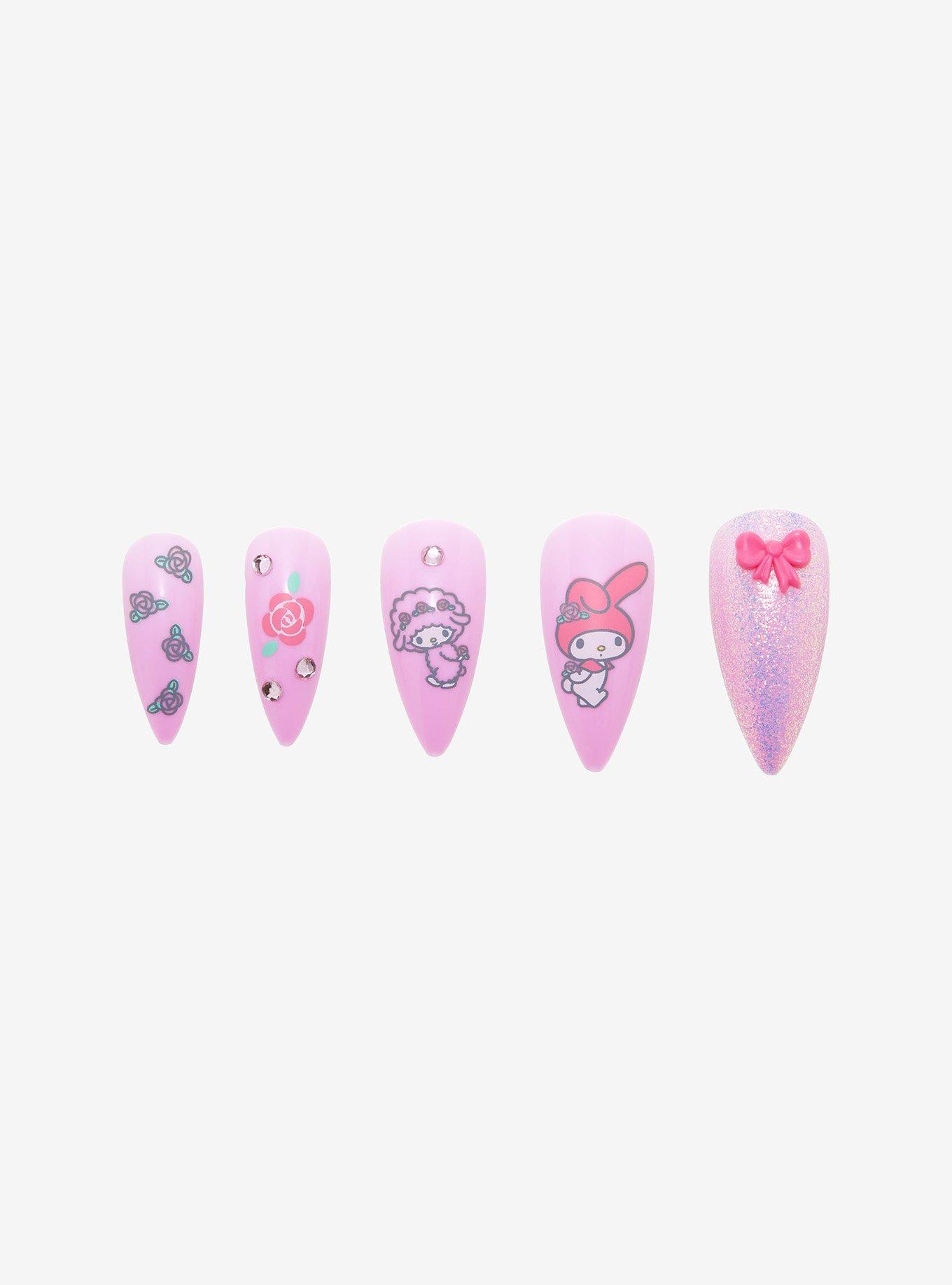 My Melody & My Sweet Piano Roses Faux Nail Set, , alternate