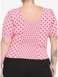 Strawberry Lace-Up Girls Crop Woven Top Plus Size, PINK, alternate
