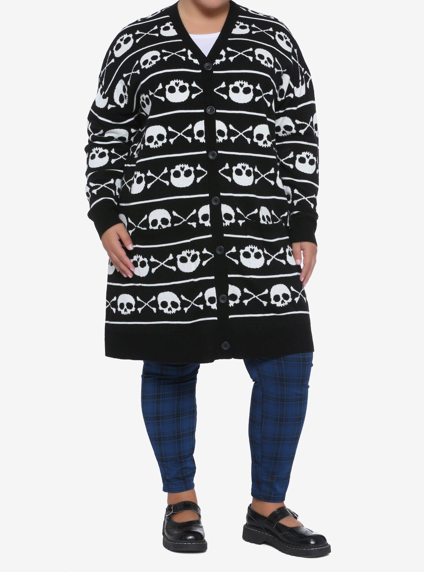 Skull & Cross Bones Girls Cardigan Plus Size, BLACK, alternate