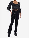 Black Corset Girls Crop Long-Sleeve Top, BLACK, alternate