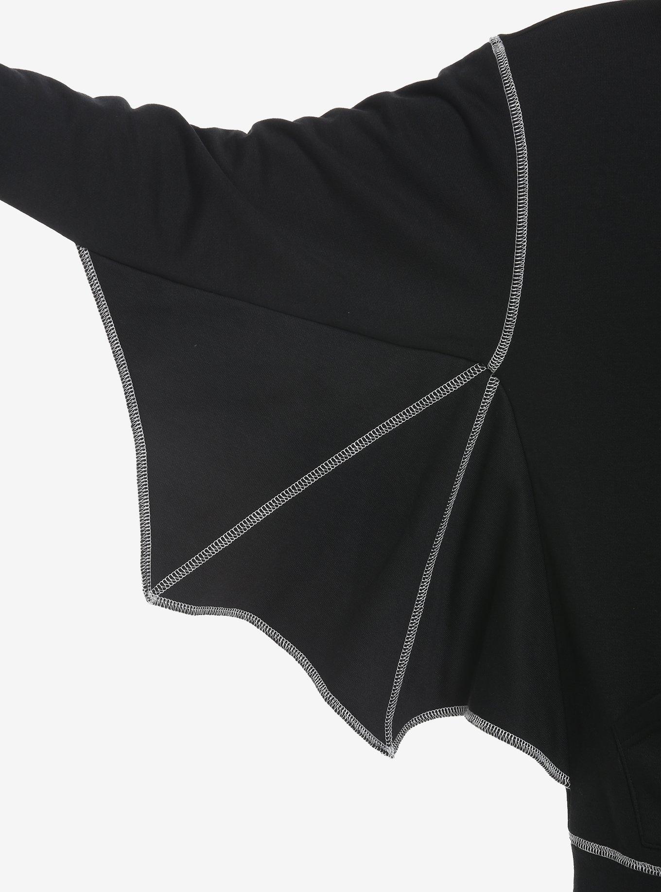 Black Bat Wing Girls Hoodie, BLACK, alternate