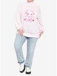 Strawberry Milk Cow Turtleneck Girls Sweater Plus Size, PINK, alternate