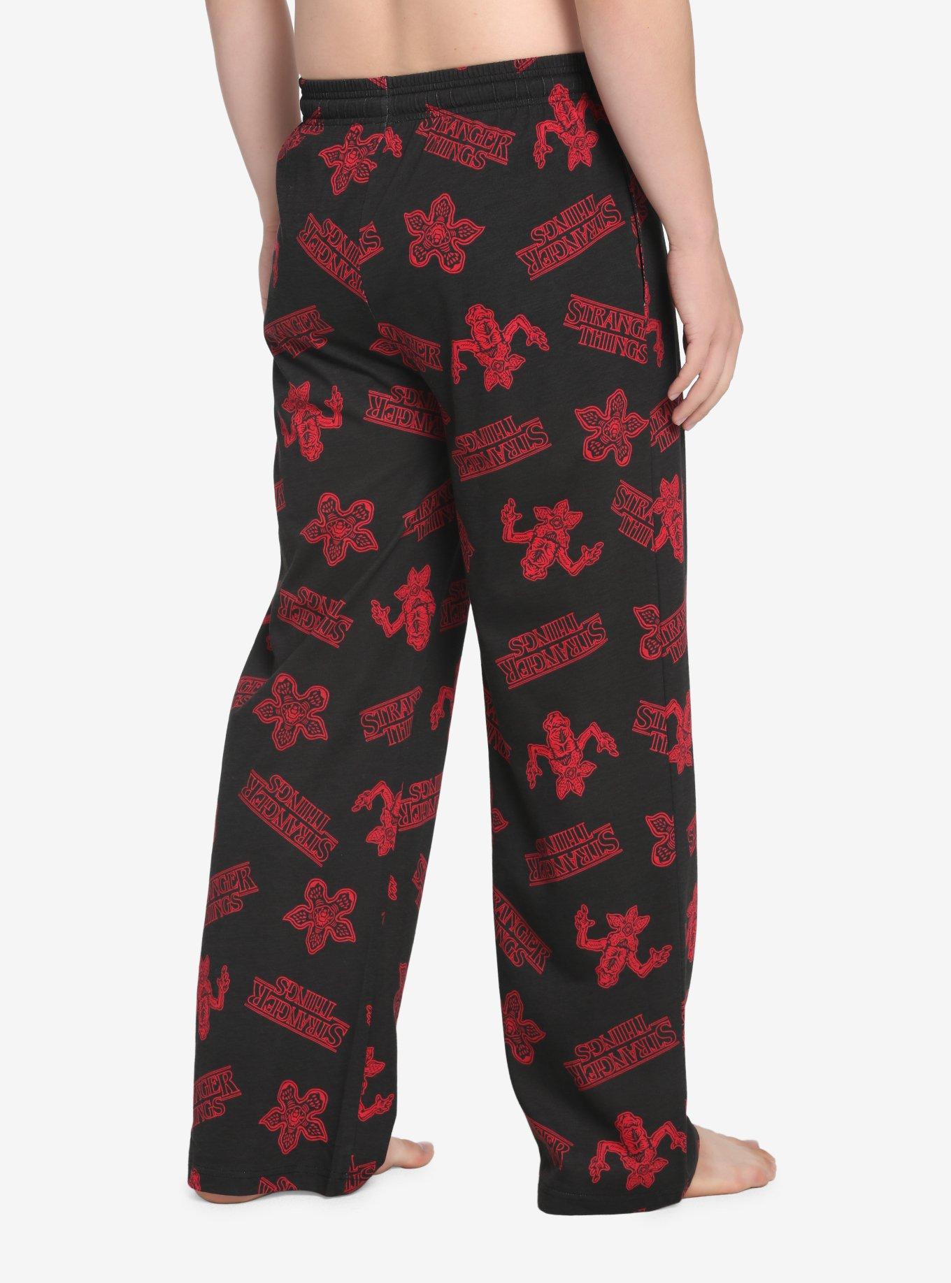 Stranger Things Logo & Demogorgon Pajama Pants, RED, alternate