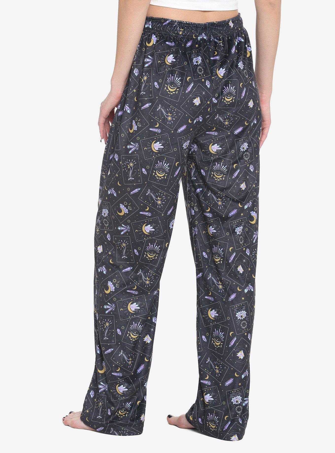 Tarot Card Crystals Pajama Pants, BLACK, alternate