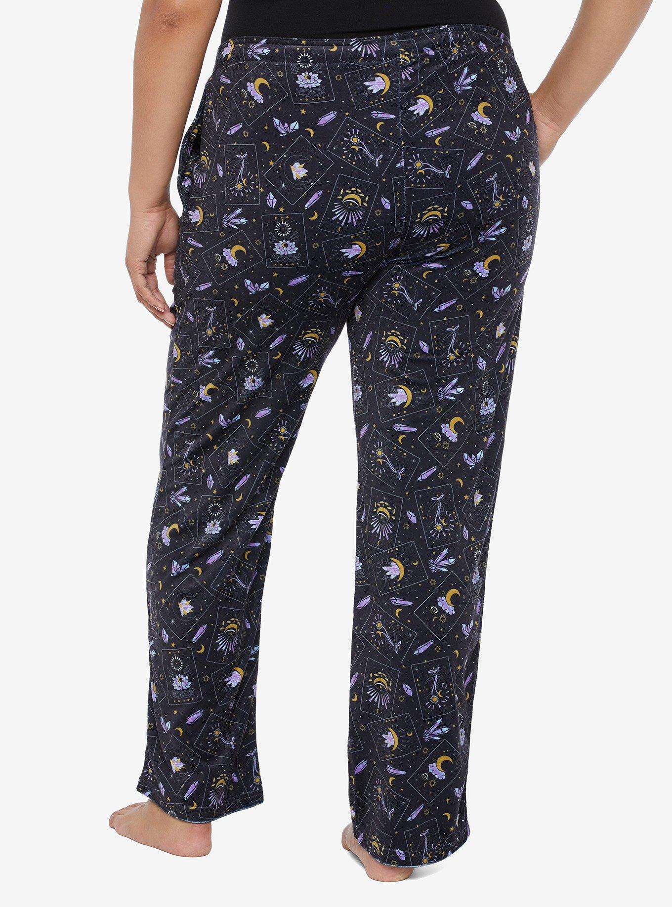 Tarot Card Crystals Pajama Pants Plus Size, BLACK, alternate