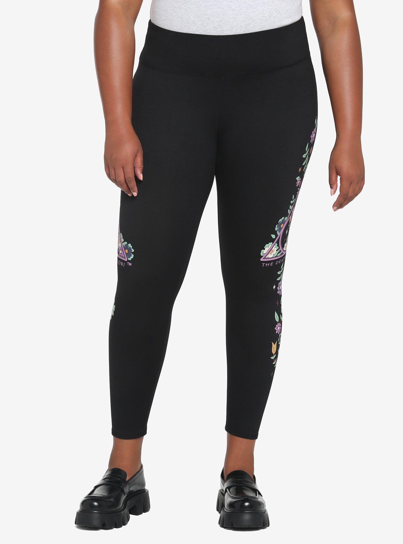 Harry Potter Deathly Hallows Floral Leggings Plus Size, , hi-res