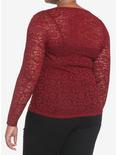 Burgundy Lace Long-Sleeve Top Plus Size, BURGUNDY, alternate
