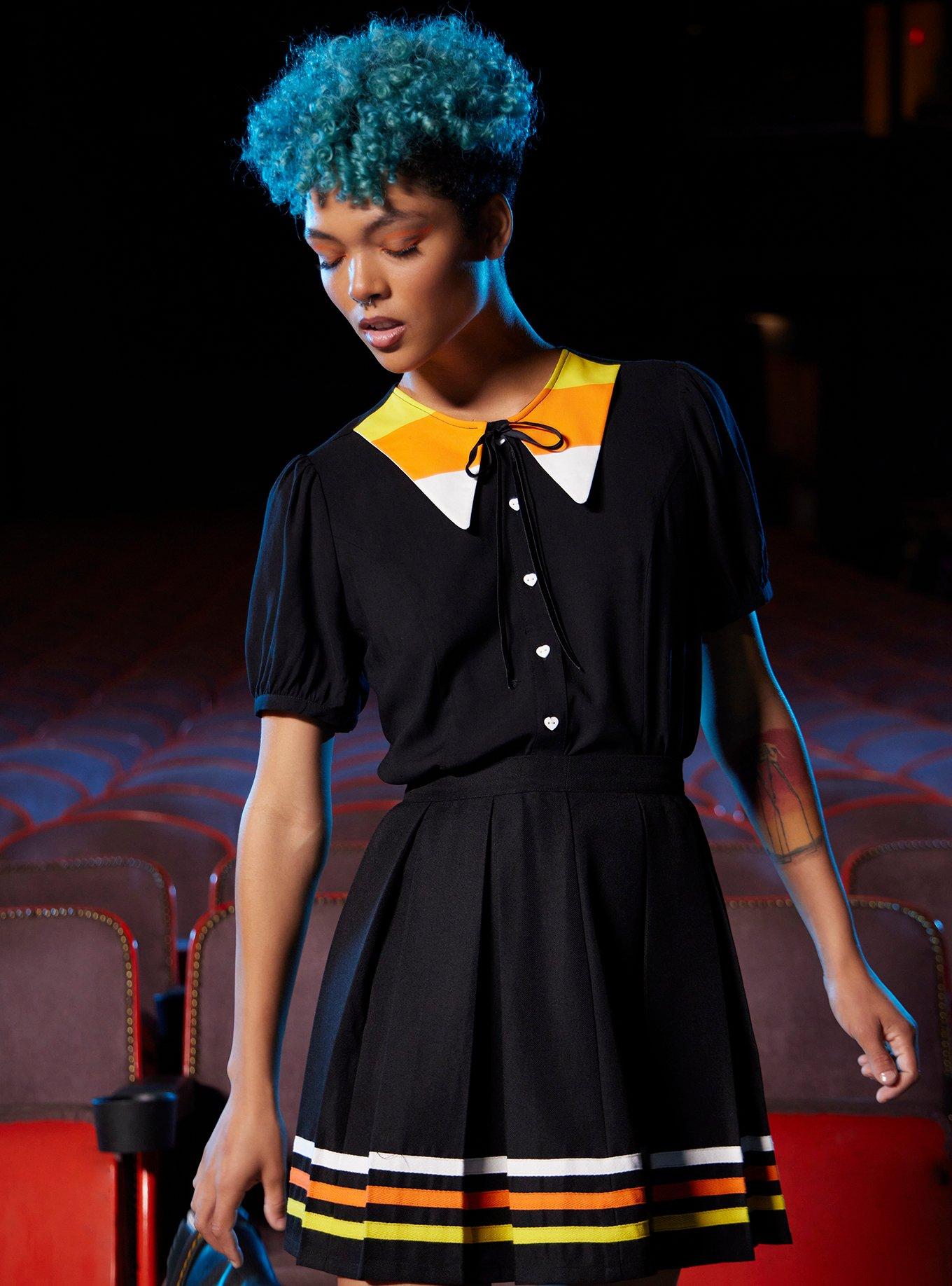 Candy Corn Collar Woven Button-Up, MULTI, alternate