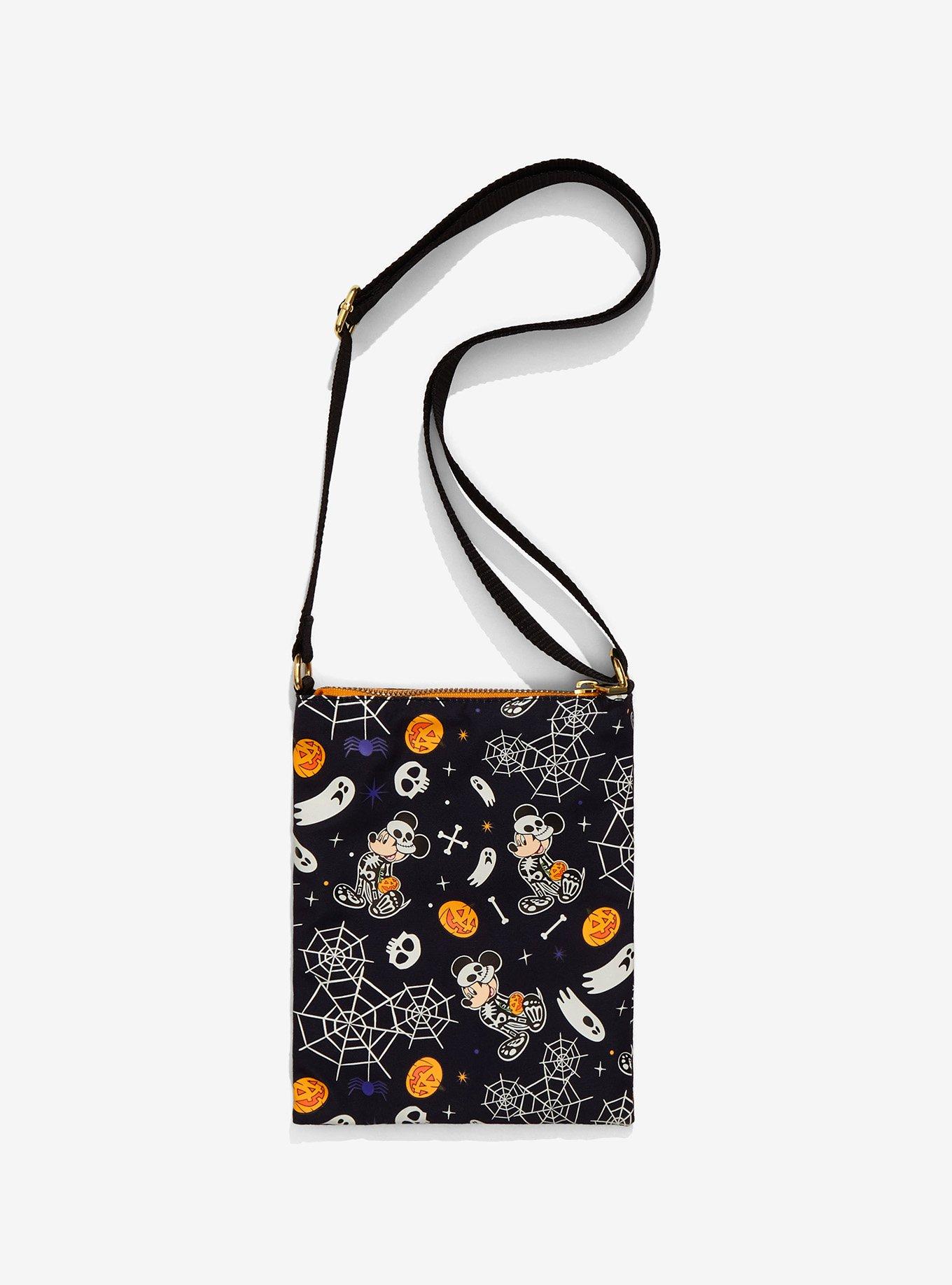 Her Universe Disney Mickey Mouse Halloween Skeleton Glow-In-The-Dark Passport Crossbody Bag, , alternate