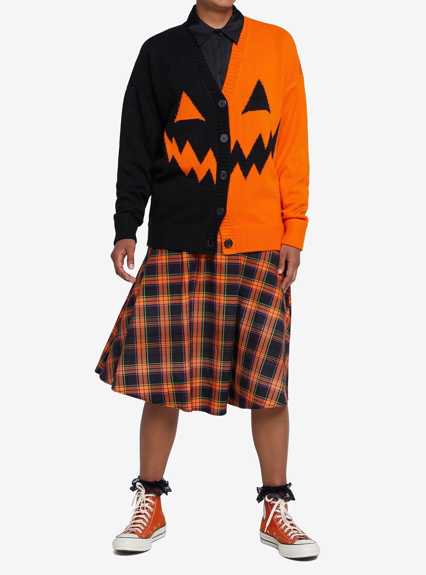 Orange & Black Pumpkin Split Cardigan, MULTI, alternate