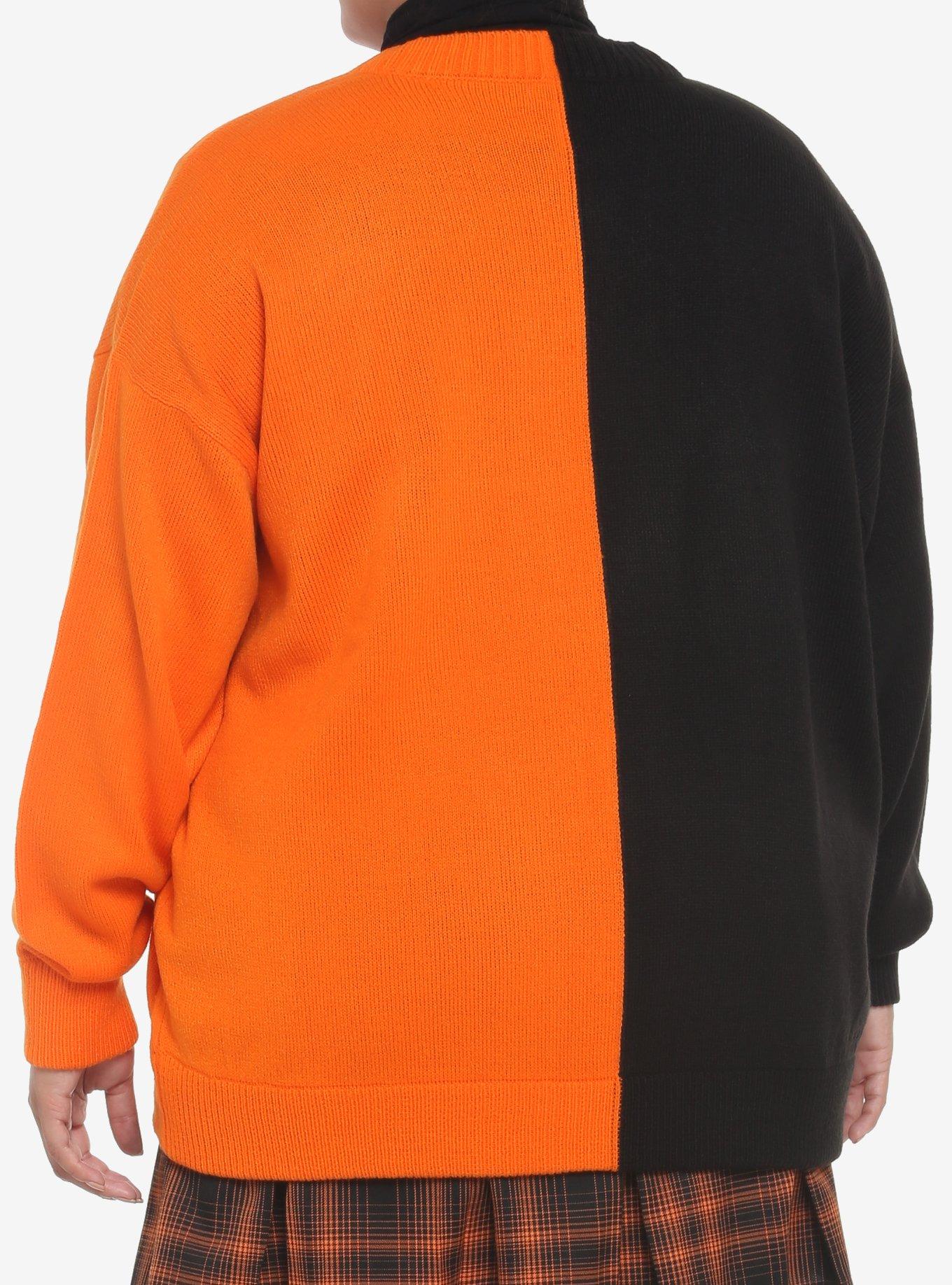 Orange & Black Pumpkin Split Cardigan Plus Size, MULTI, alternate