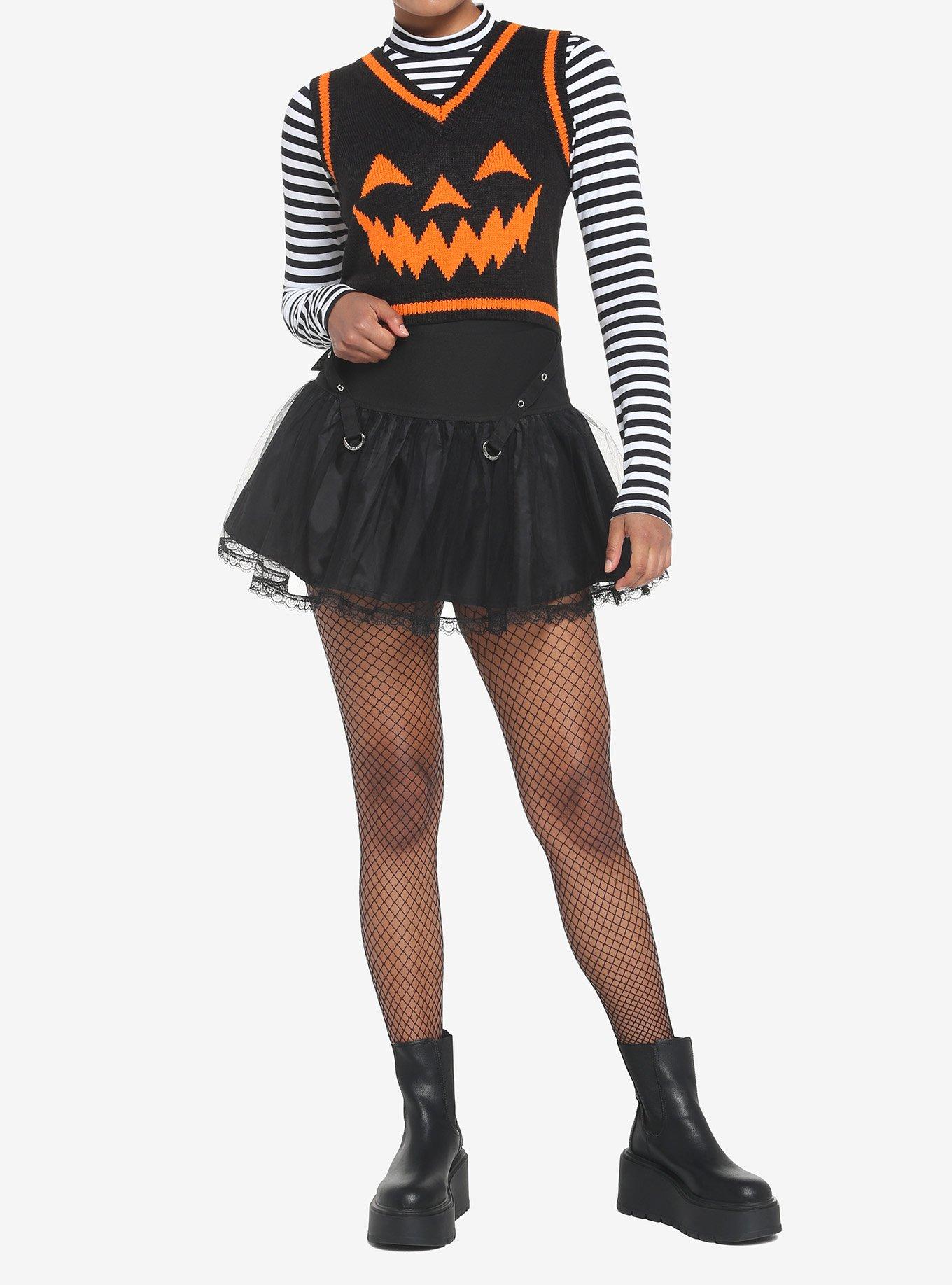 Black & Orange Pumpkin Sweater Vest, MULTI, alternate