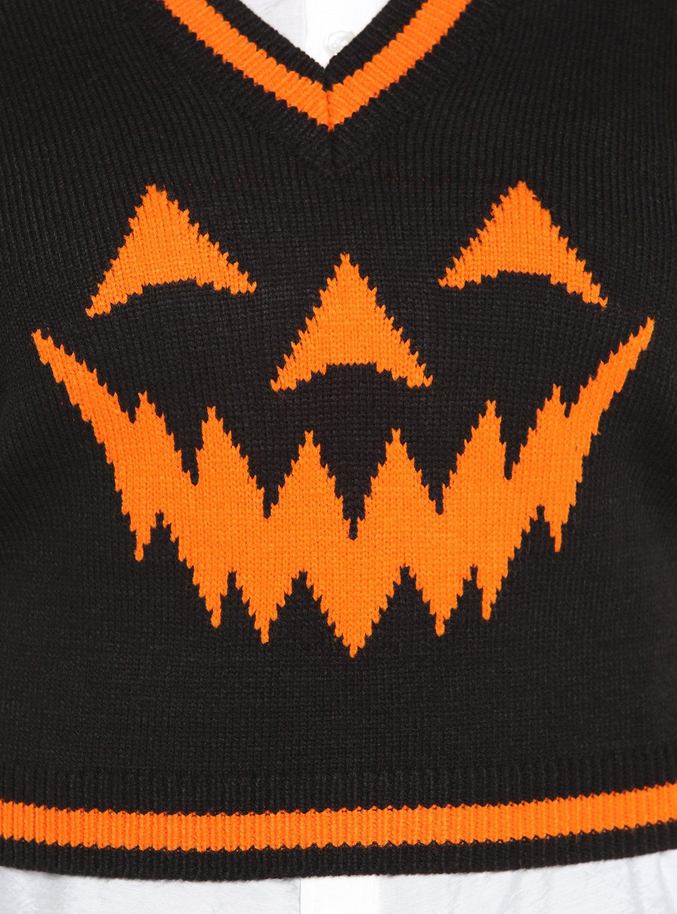 Black & Orange Pumpkin Sweater Vest Plus Size, MULTI, alternate