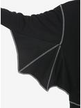 Black Bat Wing Hoodie, DEEP BLACK, alternate