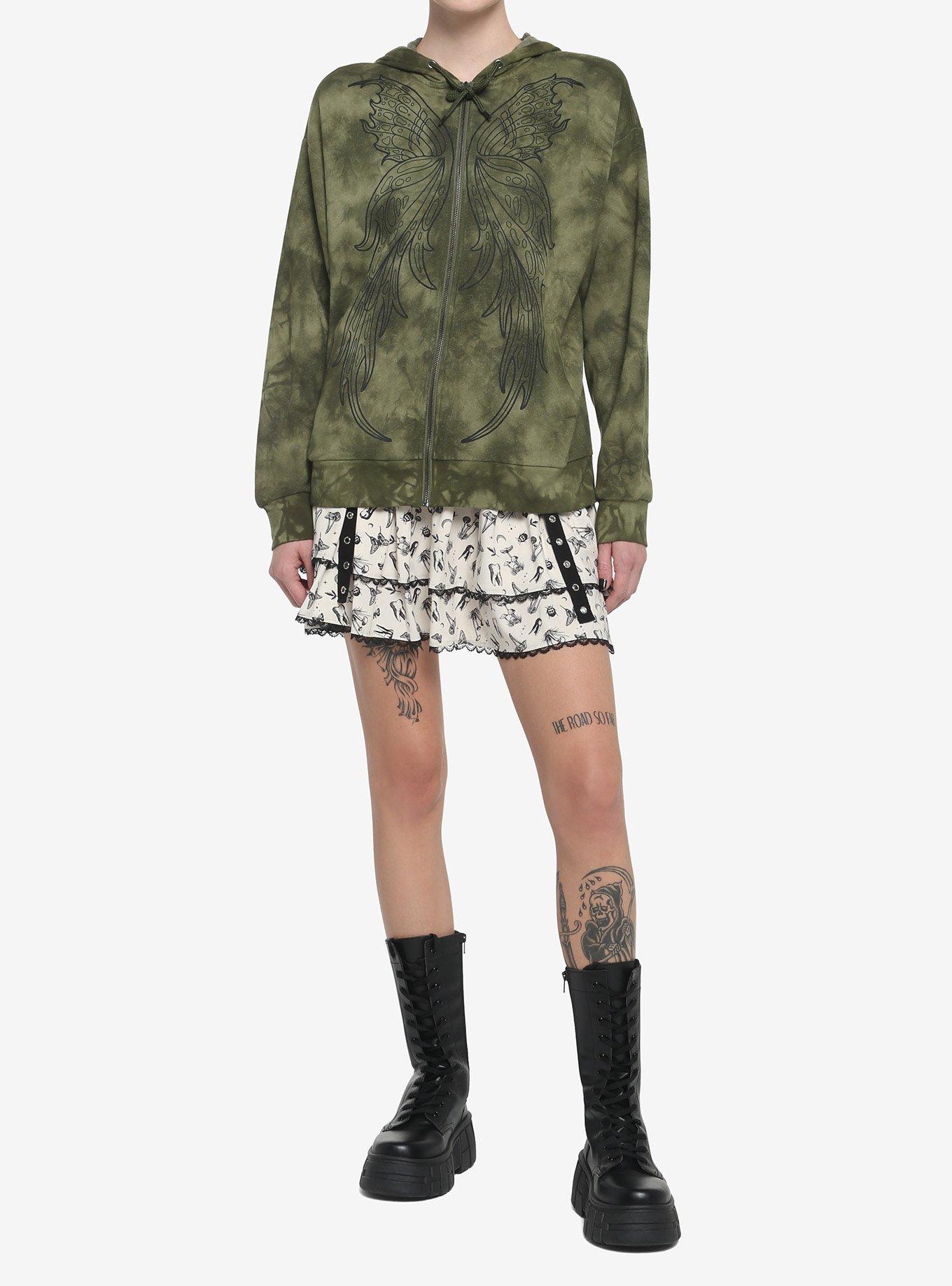 Fairy Wings Green Tie-Dye Hoodie, OLIVE, alternate