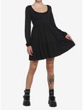 Black Tiered Long-Sleeve Dress, DEEP BLACK, alternate