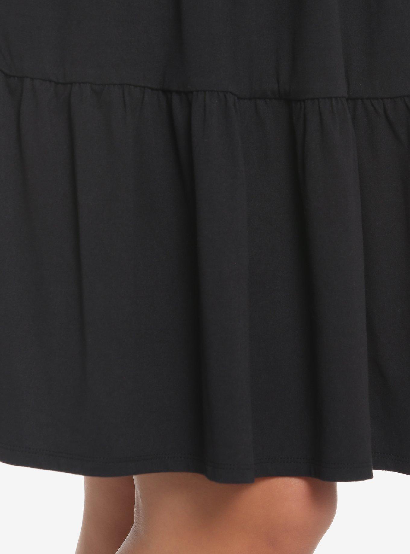 Black Tiered Long-Sleeve Dress Plus Size, DEEP BLACK, alternate