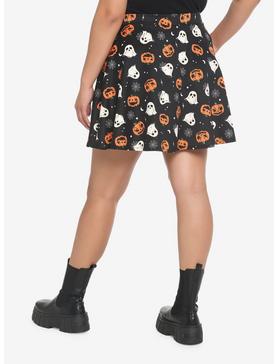 Pumpkin Ghost & Web Zipper Skirt Plus Size, , hi-res