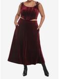 Burgundy Velvet Maxi Skirt Plus Size, BLACK  RED, alternate
