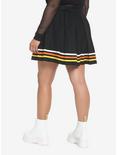 Candy Corn Stripe Pleated Skirt Plus Size, BLACK, alternate