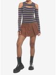 Brown Corduroy Pleated Mini Skirt, BROWN, alternate