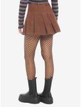 Brown Corduroy Pleated Mini Skirt, BROWN, alternate