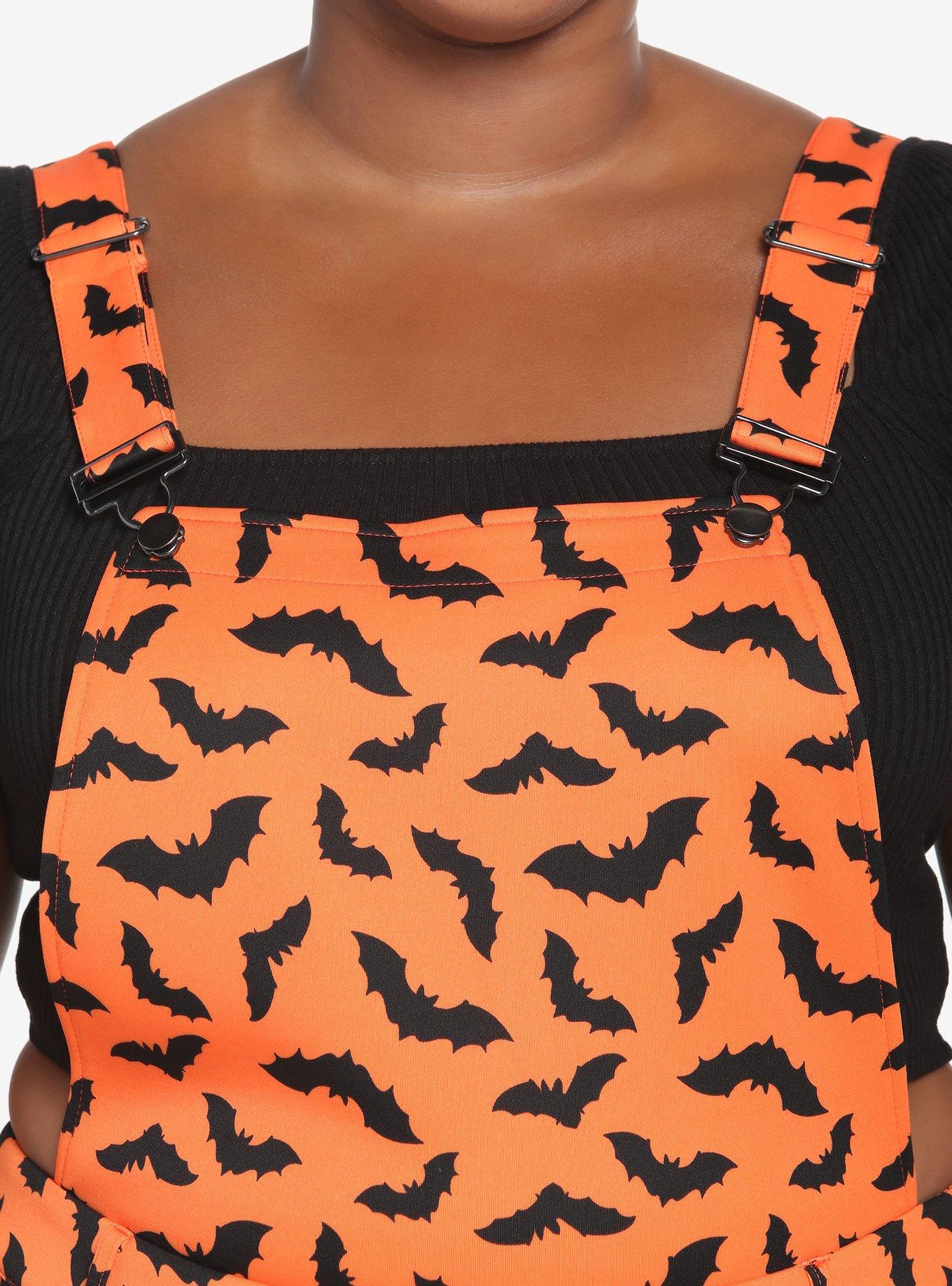 Orange & Black Bat Shortalls Plus Size, MULTI, alternate