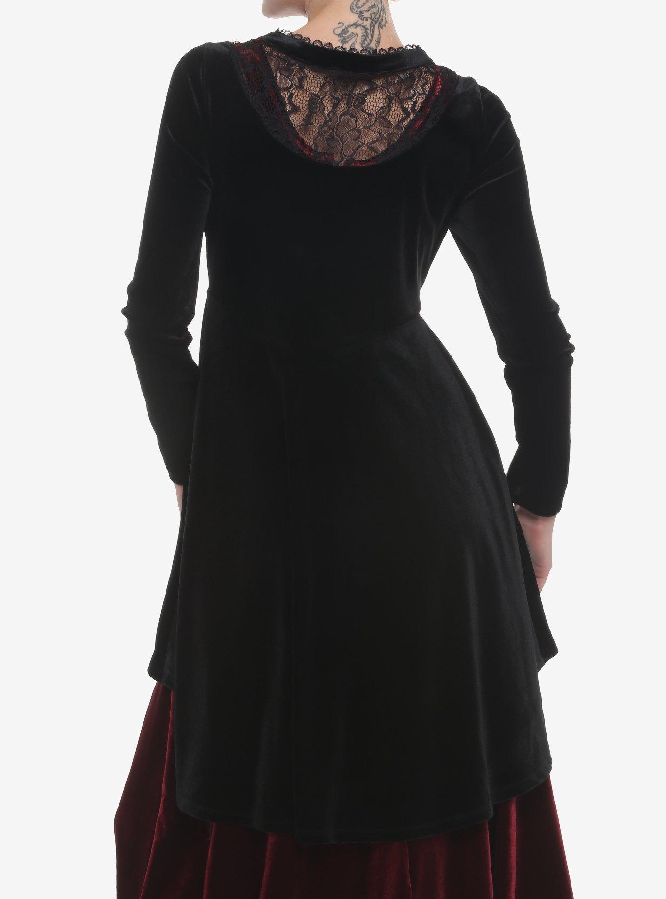 Black Velvet Hi-Low Jacket, DEEP BLACK, alternate