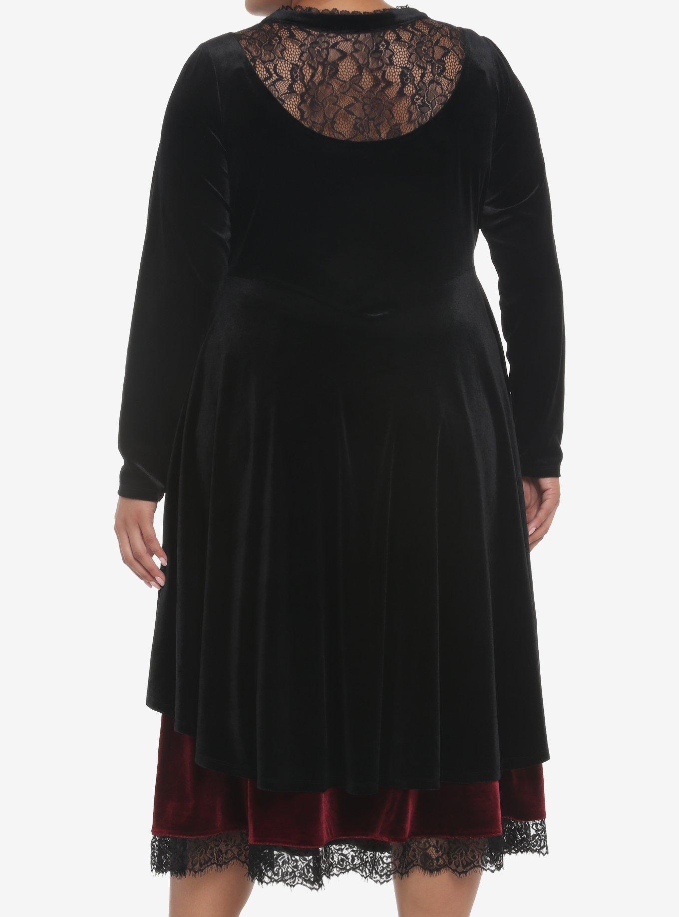 Black Velvet Hi-Low Jacket Plus Size, DEEP BLACK, alternate
