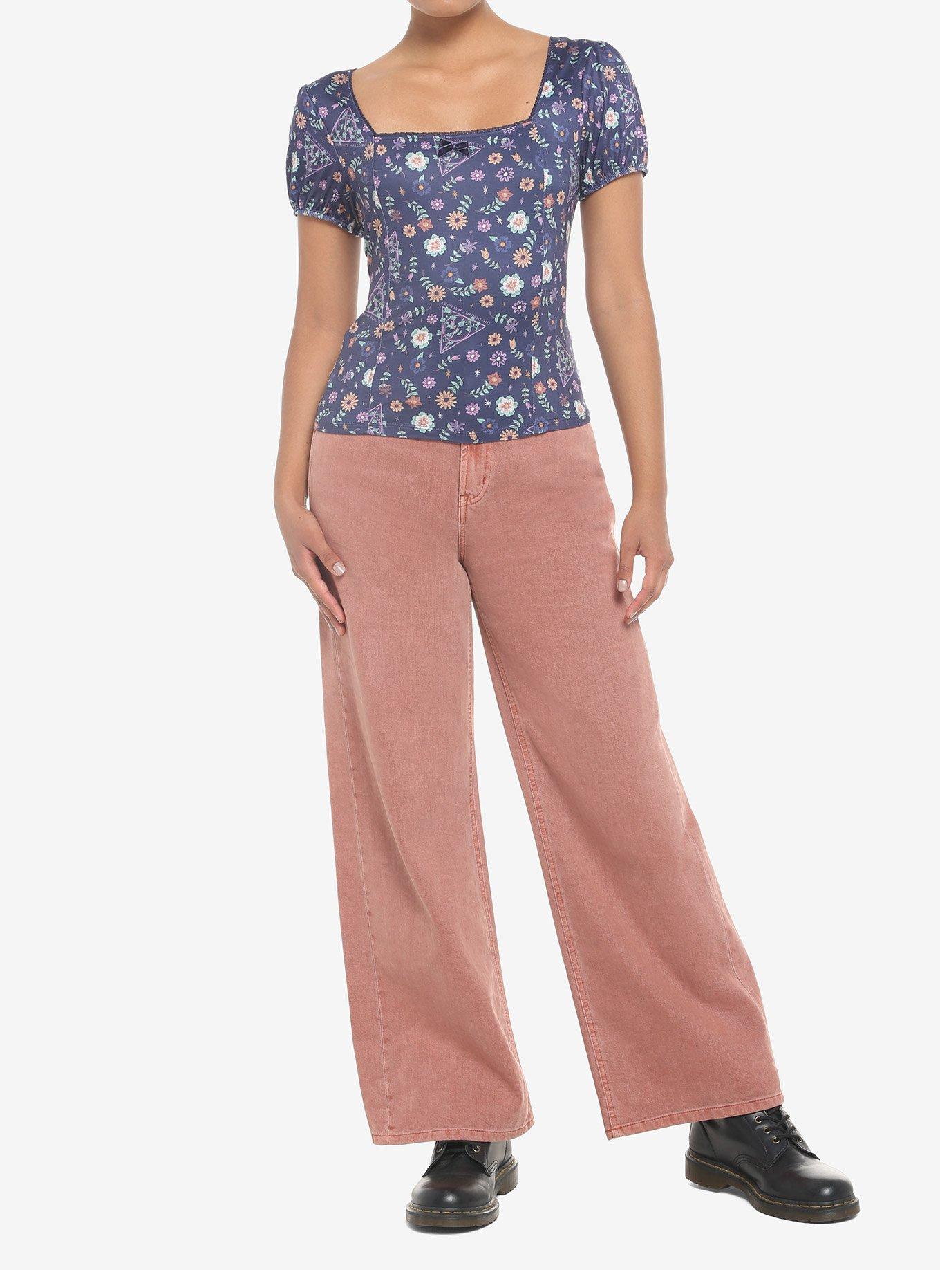Harry Potter Deathly Hallows Floral Square Neck Top, MULTI, alternate