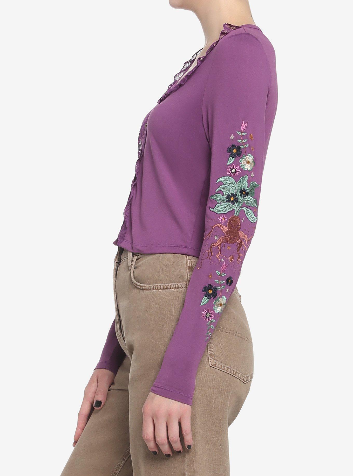 Harry Potter Herbology Mandrake Lace Long-Sleeve Top, PURPLE, alternate