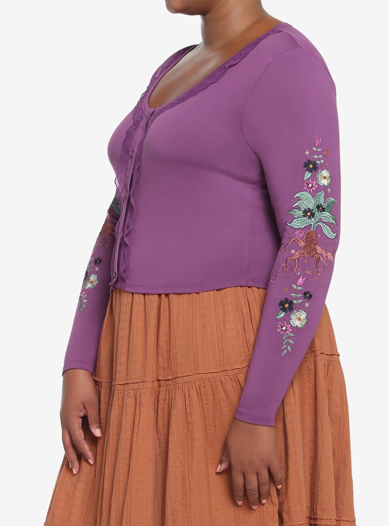 Harry Potter Herbology Mandrake Lace Long-Sleeve Top Plus Size, PURPLE, alternate