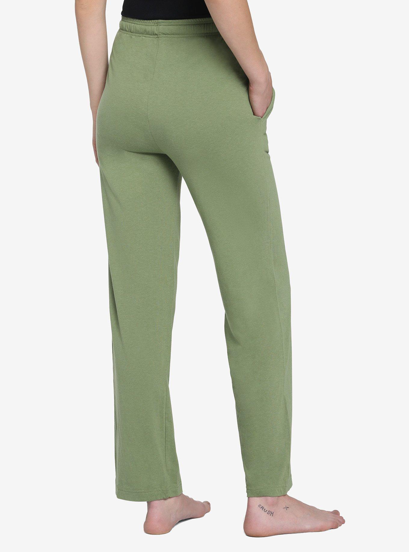 Keroppi Clouds Green Pajama Pants, OLIVE, alternate