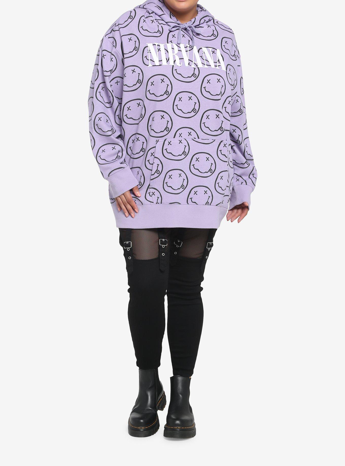 Nirvana Allover Print Pastel Girls Hoodie Plus Size, LAVENDER, alternate