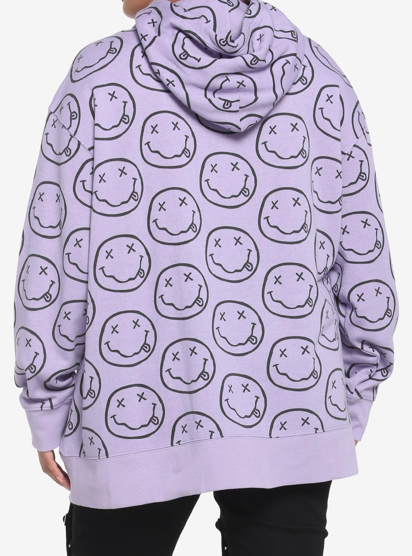 Nirvana Allover Print Pastel Girls Hoodie Plus Size, LAVENDER, alternate